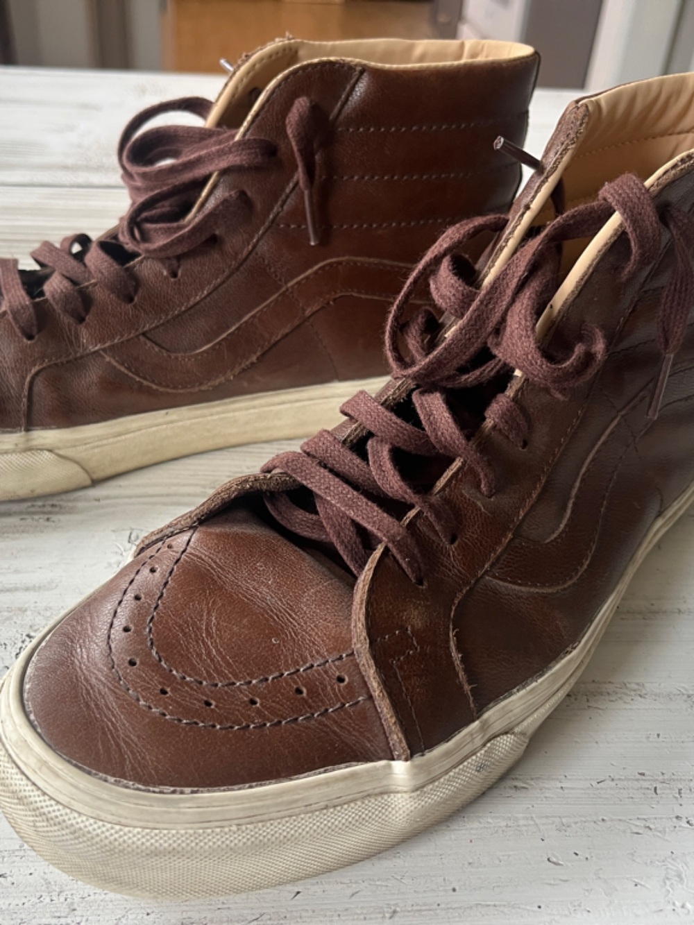 Vans Sk8-Hi Vegan Brown Leather High-Top Sneakers